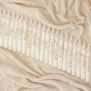 Calendário do Advento de velas com 25 velas finas numeradas e personalizadas