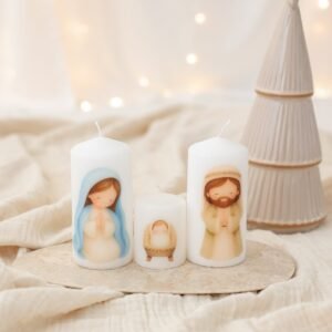 Presépio pequeno de velas Meu Primeiro Presépio, presente de Natal para afilhado e bebé