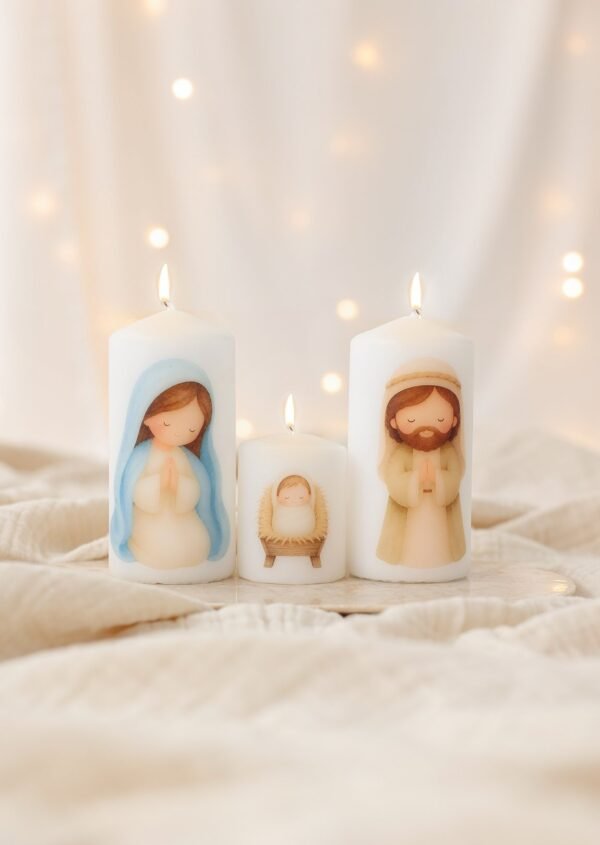 Presépio pequeno de velas Meu Primeiro Presépio, presente de Natal para afilhado e bebé