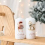 Vela personalizada de Natal com monograma e mensagem, pequenas