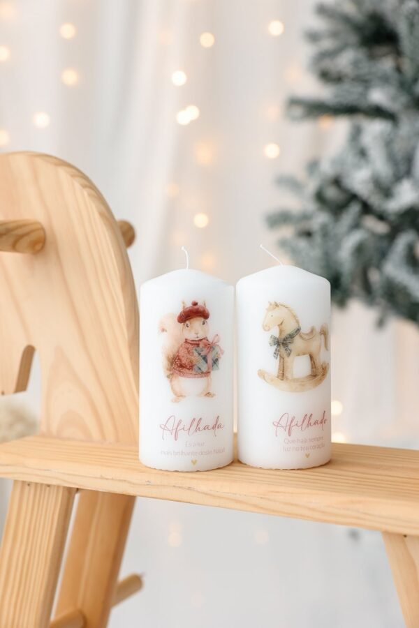 Vela personalizada de Natal com monograma e mensagem, pequenas