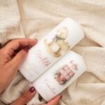 Vela personalizada de Natal com monograma e mensagem, em três tamanhos