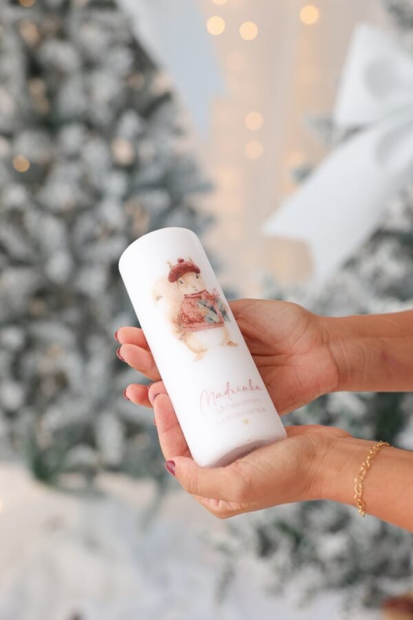Vela personalizada de Natal com monograma e mensagem, tamanho grande