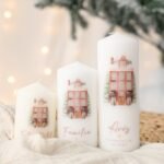 Vela personalizada de Natal com monograma e mensagem, em três tamanhos