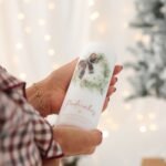 Vela personalizada de Natal com monograma e mensagem, em três tamanhos