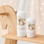 Vela personalizada de Natal com monograma e mensagem, em três tamanhos